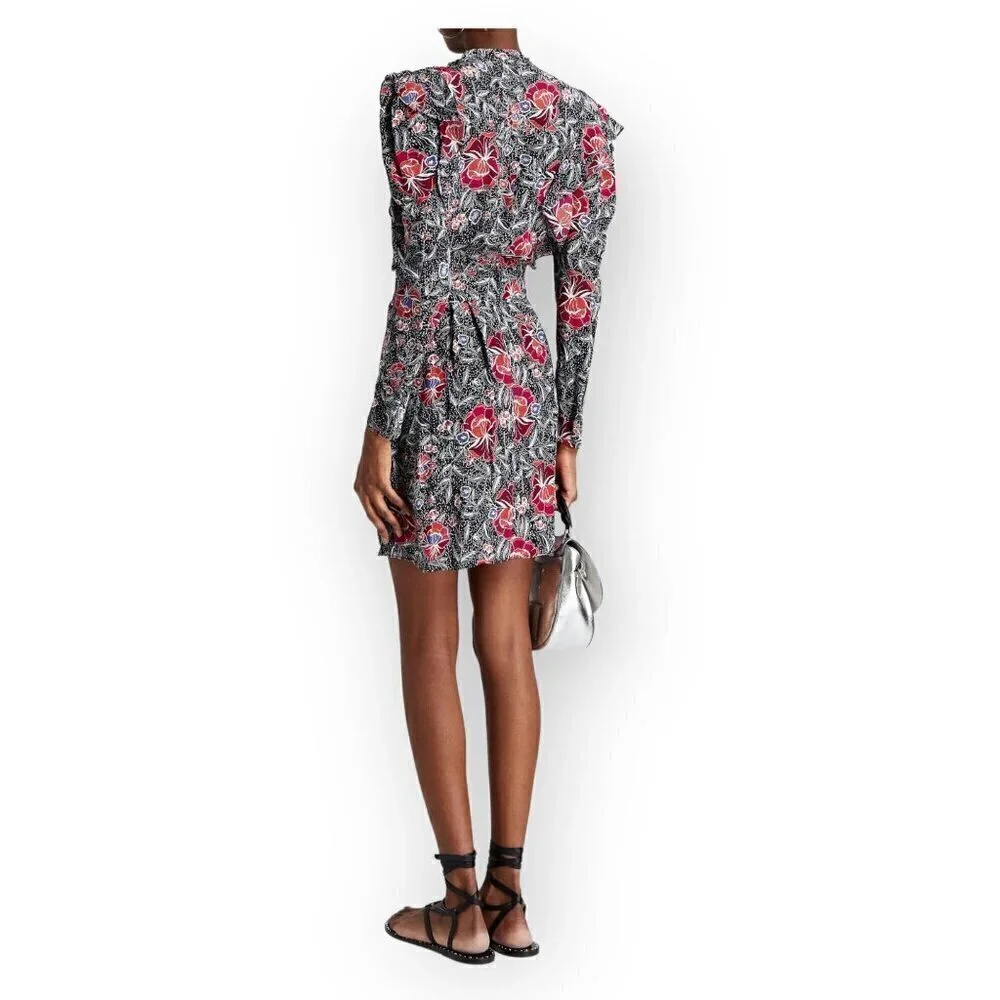Isabel Marant Etolie Yoana Printed Silk Mini Dress, Size 34EU